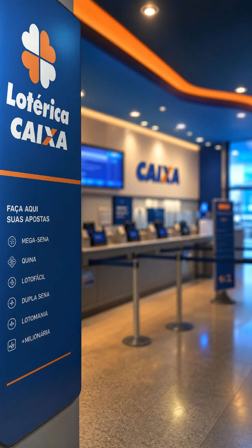 Interior de uma casa lotérica da Caixa